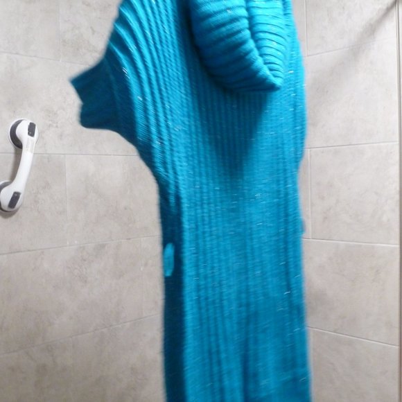 Decree Womens S Blue/ metalic  Short Sleeve Knitted Sweater Long tunic XXL - Picture 4 of 9